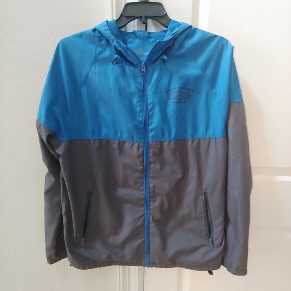 Walt Disney World 1971 Full Zip Hooded Rain Jacket Blue Gray Medium - Picture 1 of 4